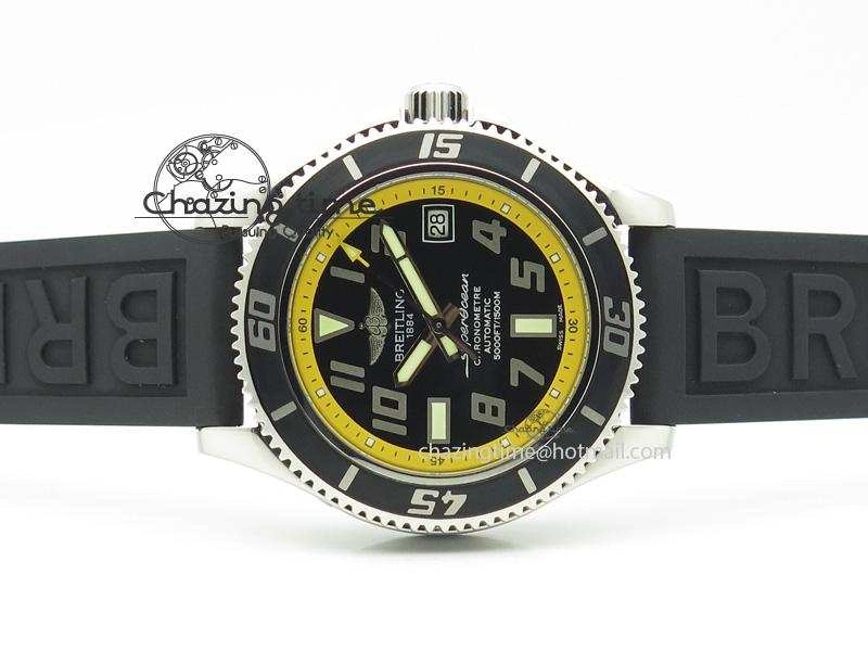 SuperOcean Abyss 42mm Yellow Inner Bezel On Black Rubber Strap A OnTrend 5794