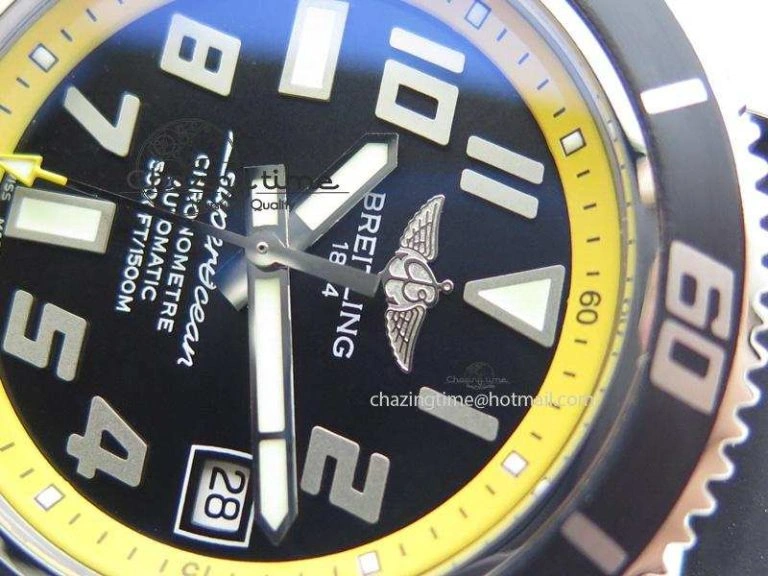 SuperOcean Abyss 42mm Yellow Inner Bezel On Black Rubber Strap A OnTrend 5794