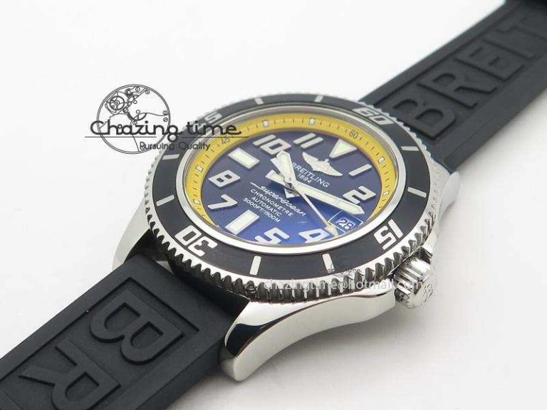SuperOcean Abyss 42mm Yellow Inner Bezel On Black Rubber Strap A OnTrend 5794