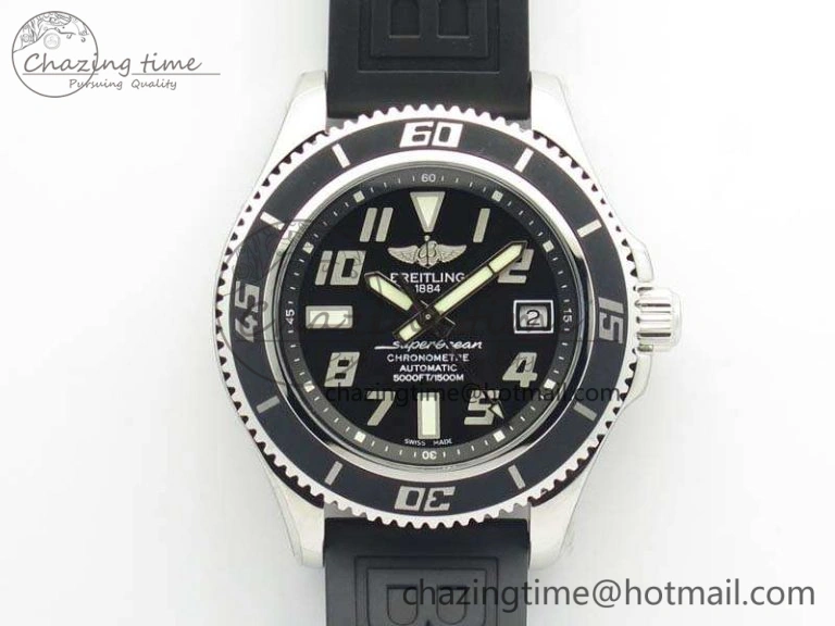 SuperOcean Abyss A17364 42mm 3AF 1:1 Best Edition Black Black Dial On Rubber Strap A TimelessDesign 5673