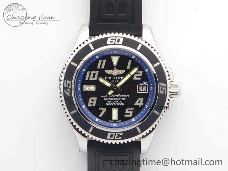 SuperOcean Abyss A17364 42mm 3AF 1:1 Best Edition Black Blue Dial On Rubber Strap A TopPick 5672