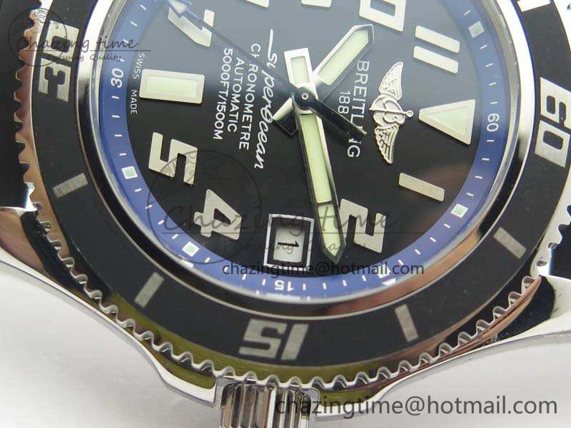 SuperOcean Abyss A17364 42mm 3AF 1:1 Best Edition Black Blue Dial On Rubber Strap A TopPick 5672