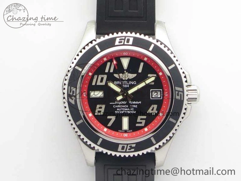 OdorResistant SuperOcean Abyss A17364 42mm 3AF 1:1 Best Edition Black Red Dial On Rubber Strap A 5671