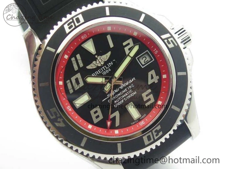 OdorResistant SuperOcean Abyss A17364 42mm 3AF 1:1 Best Edition Black Red Dial On Rubber Strap A 5671