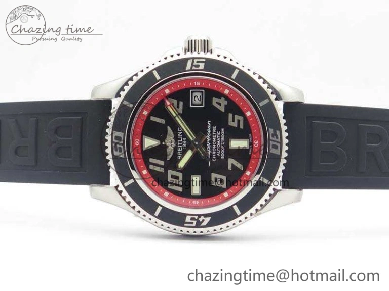 OdorResistant SuperOcean Abyss A17364 42mm 3AF 1:1 Best Edition Black Red Dial On Rubber Strap A 5671