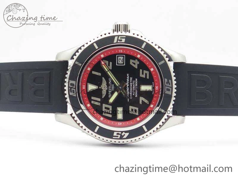 OdorResistant SuperOcean Abyss A17364 42mm 3AF 1:1 Best Edition Black Red Dial On Rubber Strap A 5671