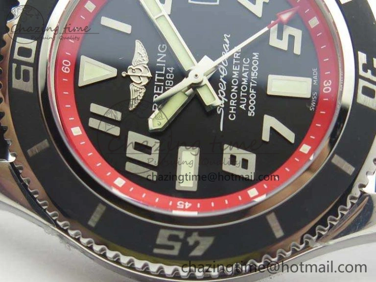 OdorResistant SuperOcean Abyss A17364 42mm 3AF 1:1 Best Edition Black Red Dial On Rubber Strap A 5671