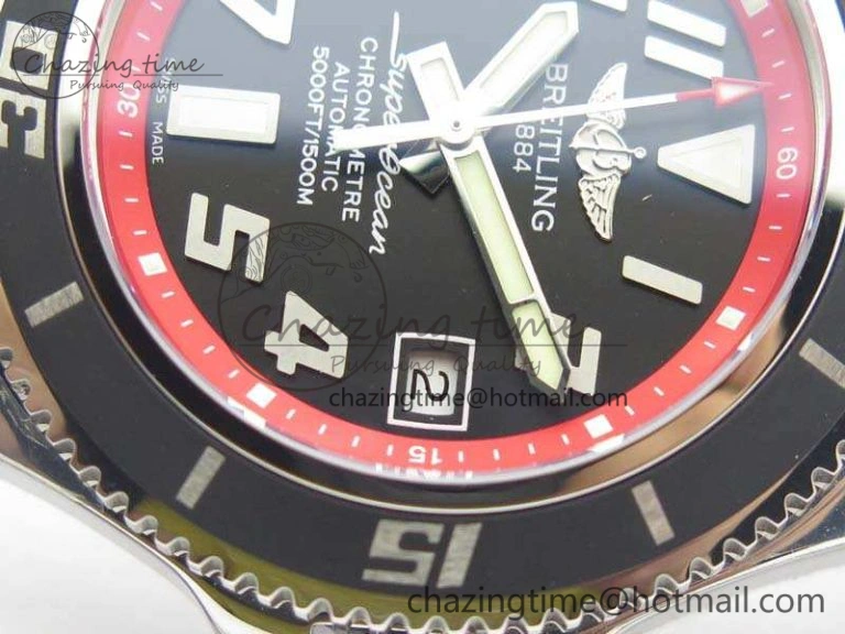 OdorResistant SuperOcean Abyss A17364 42mm 3AF 1:1 Best Edition Black Red Dial On Rubber Strap A 5671