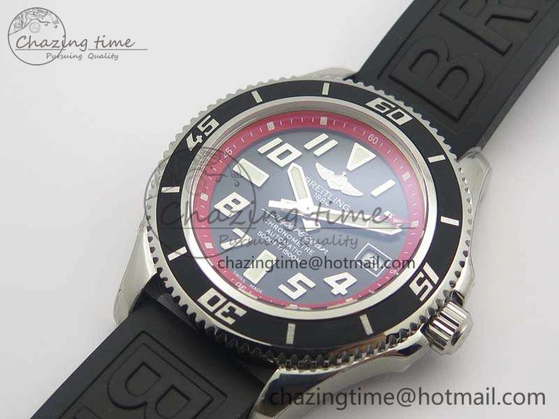 OdorResistant SuperOcean Abyss A17364 42mm 3AF 1:1 Best Edition Black Red Dial On Rubber Strap A 5671
