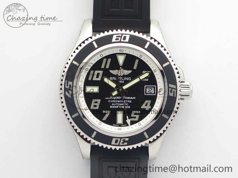 TechFriendly SuperOcean Abyss A17364 42mm 3AF 1:1 Best Edition Black White Dial On Rubber Strap A 5675