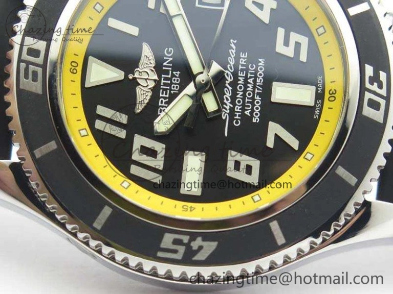GoAnywhere SuperOcean Abyss A17364 42mm 3AF 1:1 Best Edition Black Yellow Dial On Rubber Strap A 5674