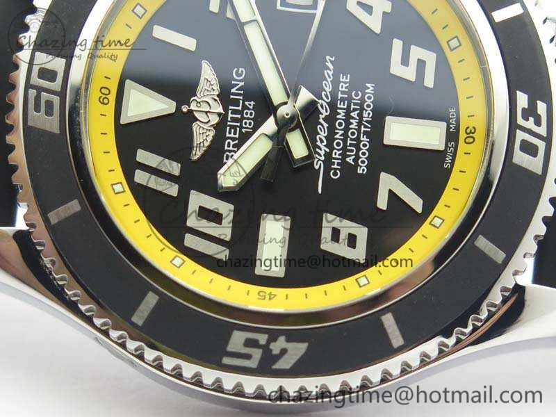GoAnywhere SuperOcean Abyss A17364 42mm 3AF 1:1 Best Edition Black Yellow Dial On Rubber Strap A 5674