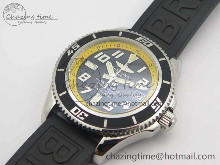 GoAnywhere SuperOcean Abyss A17364 42mm 3AF 1:1 Best Edition Black Yellow Dial On Rubber Strap A 5674