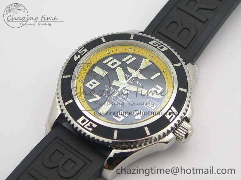 GoAnywhere SuperOcean Abyss A17364 42mm 3AF 1:1 Best Edition Black Yellow Dial On Rubber Strap A 5674