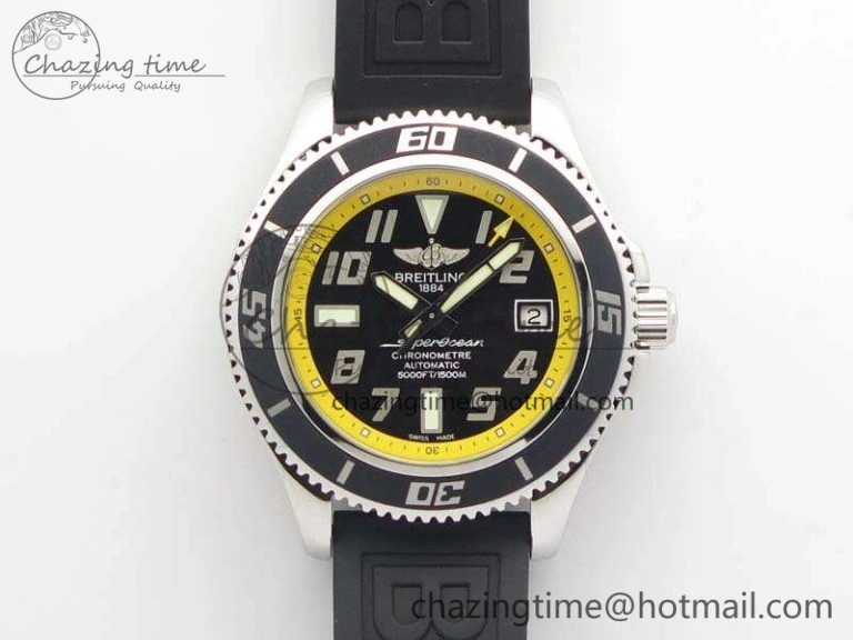 GoAnywhere SuperOcean Abyss A17364 42mm 3AF 1:1 Best Edition Black Yellow Dial On Rubber Strap A 5674