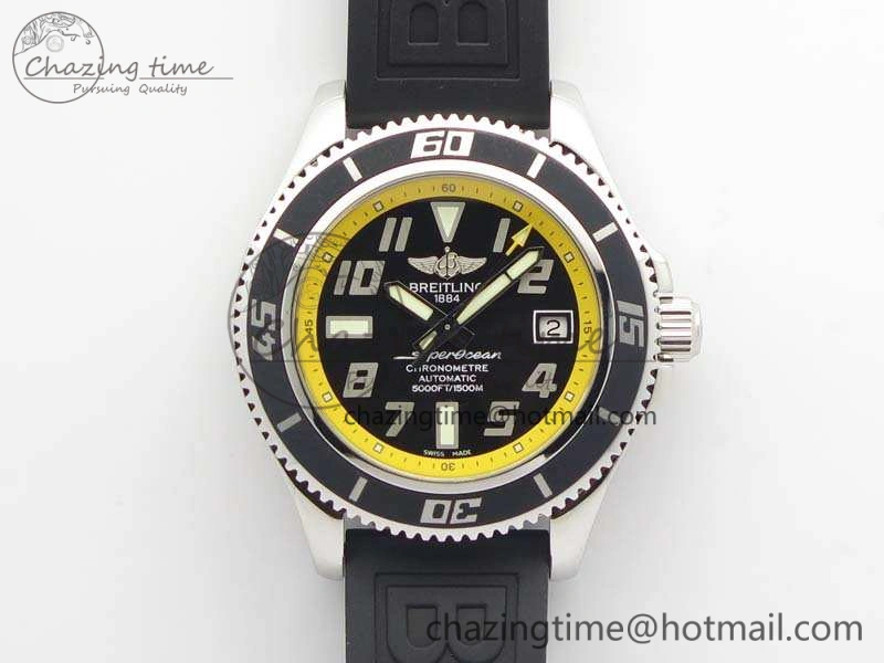 GoAnywhere SuperOcean Abyss A17364 42mm 3AF 1:1 Best Edition Black Yellow Dial On Rubber Strap A 5674