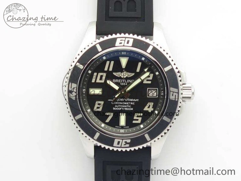 SuperOcean Abyss A17364 42mm ZF 1:1 Best Edition Black Black Dial On Rubber Strap A DailyWear 5670