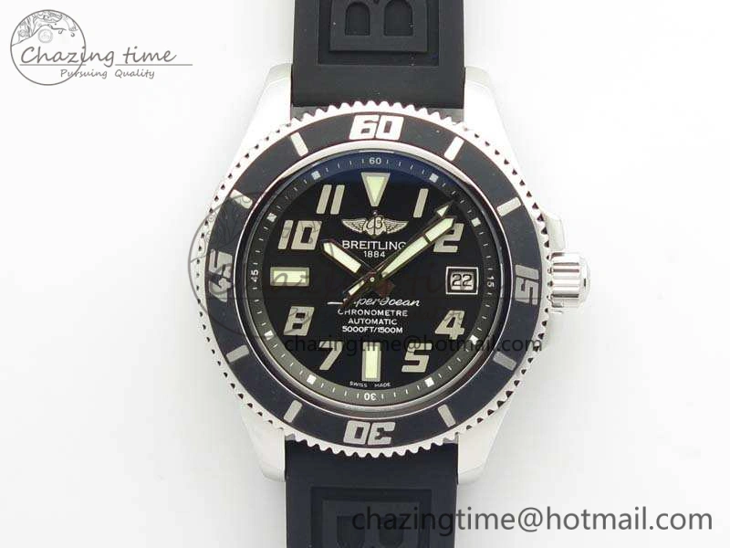 SuperOcean Abyss A17364 42mm ZF 1:1 Best Edition Black Black Dial On Rubber Strap A DailyWear 5670