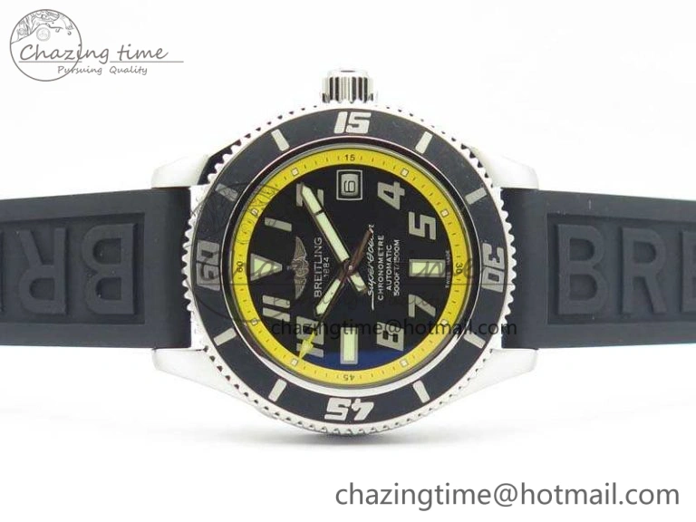 Colorful SuperOcean Abyss A17364 42mm ZF 1:1 Best Edition Black Yellow Dial On Rubber Strap A 5669
