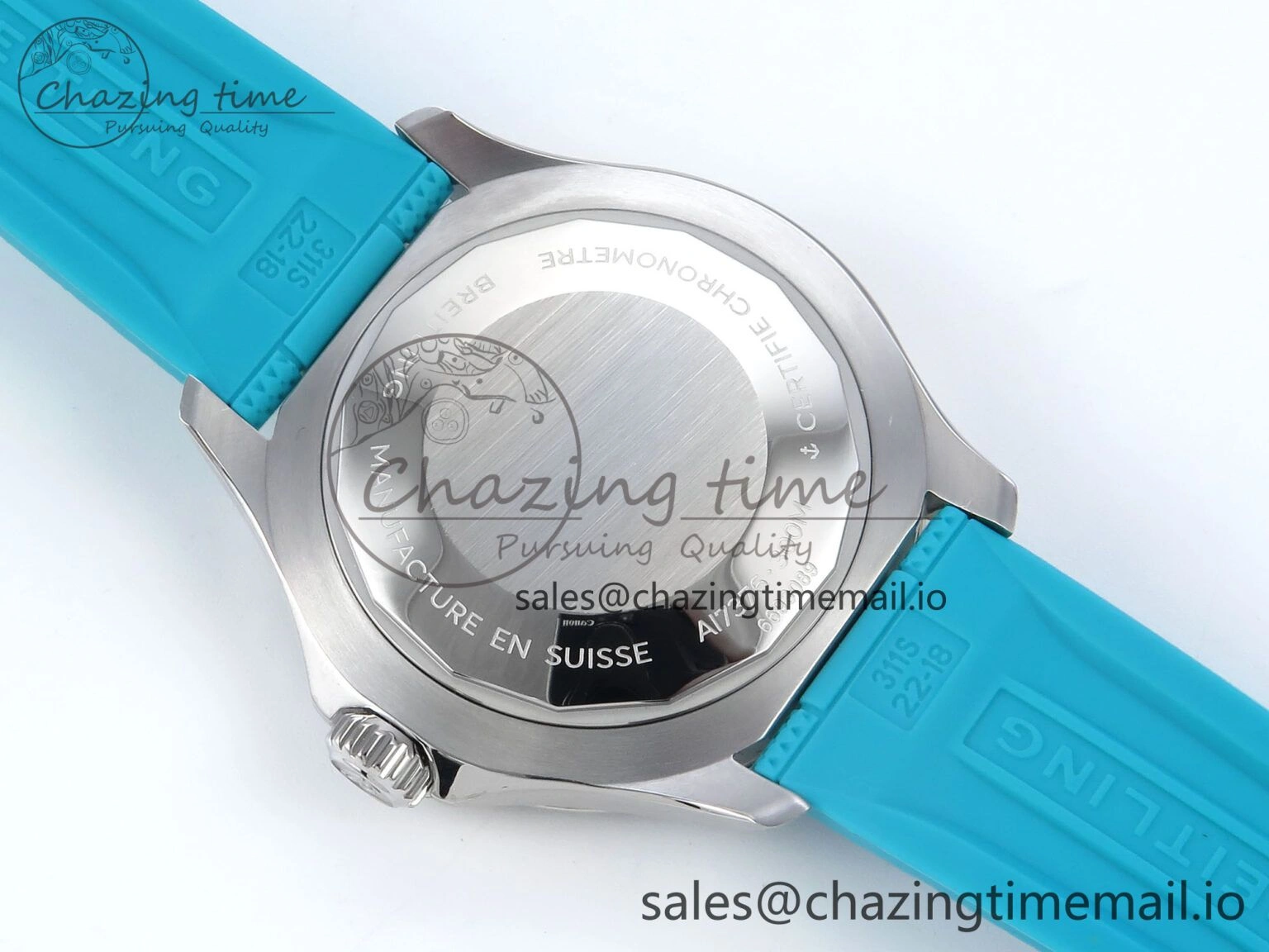SuperOcean Automatic 42 SS TF 1:1 Best Edition Black Dial on Blue Rubber Strap A Sleek 5471
