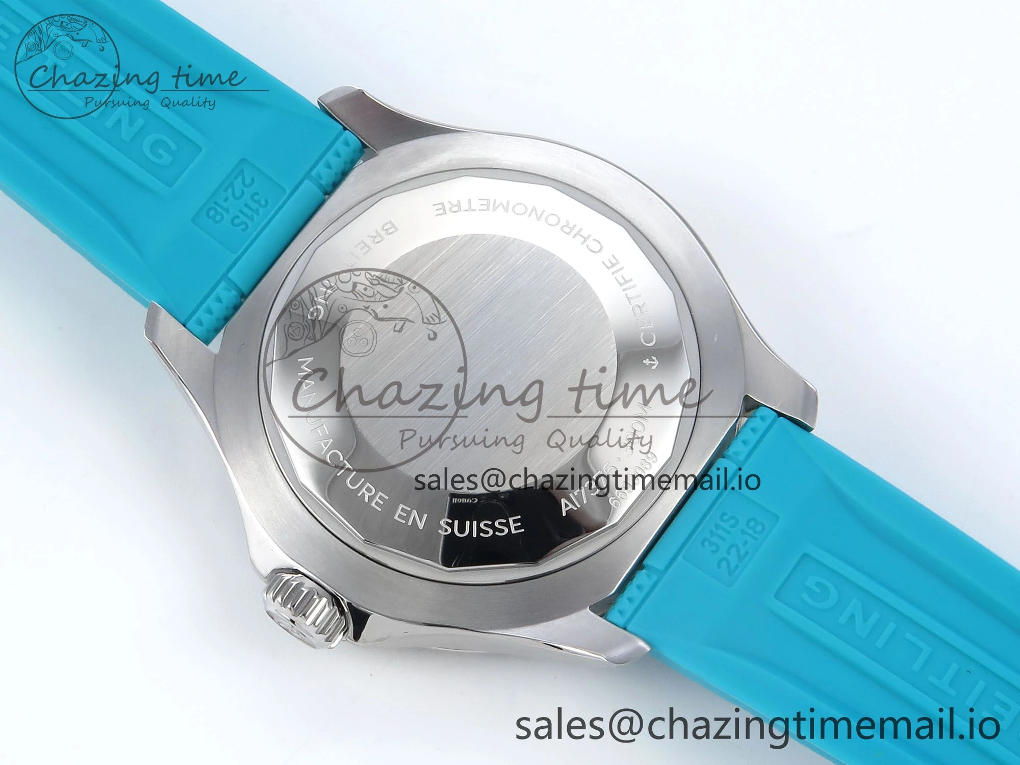 SuperOcean Automatic 42 SS TF 1:1 Best Edition Black Dial on Blue Rubber Strap A Sleek 5471