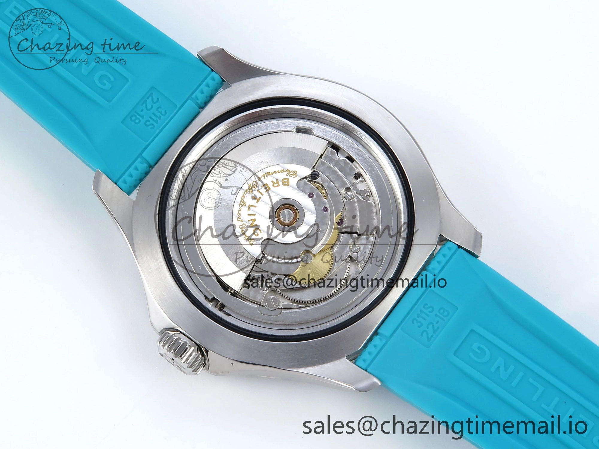 SuperOcean Automatic 42 SS TF 1:1 Best Edition Black Dial on Blue Rubber Strap A Sleek 5471