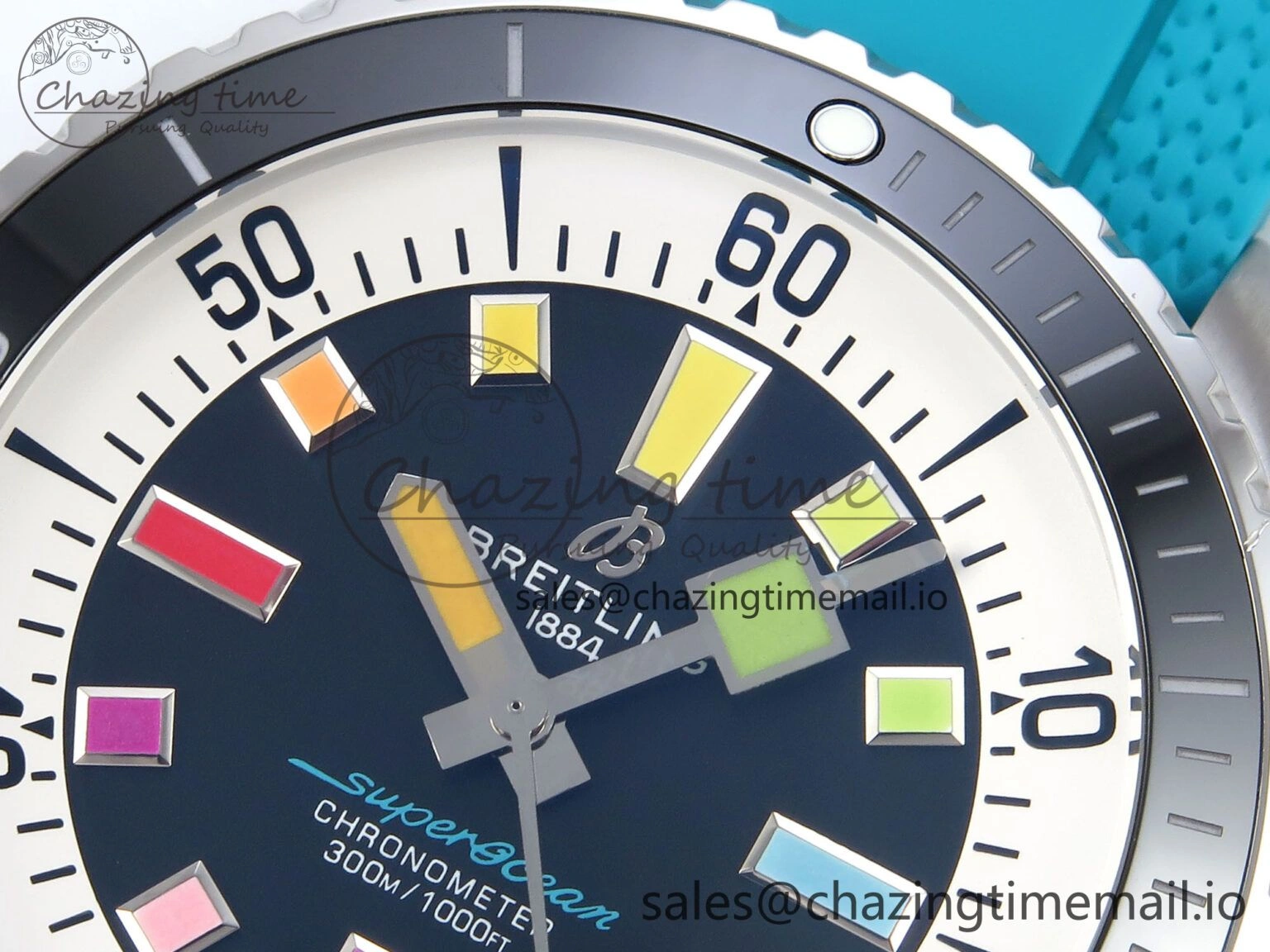 SuperOcean Automatic 42 SS TF 1:1 Best Edition Black Dial on Blue Rubber Strap A Sleek 5471