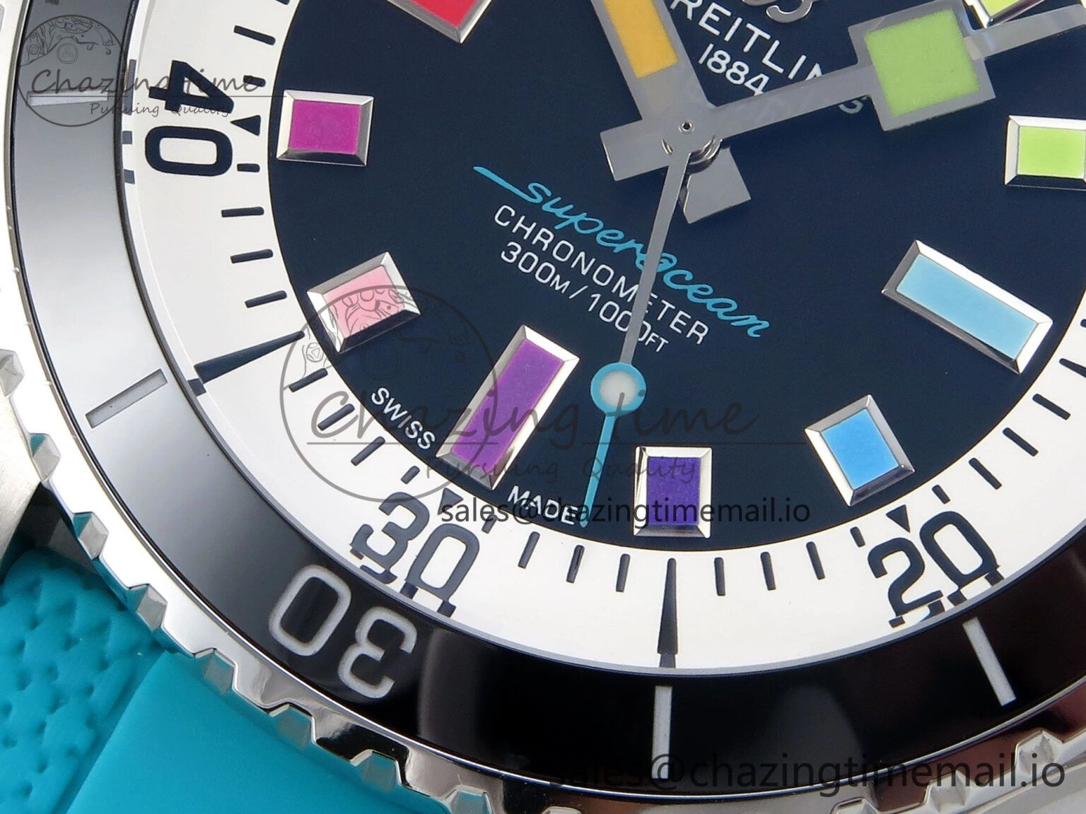 SuperOcean Automatic 42 SS TF 1:1 Best Edition Black Dial on Blue Rubber Strap A Sleek 5471