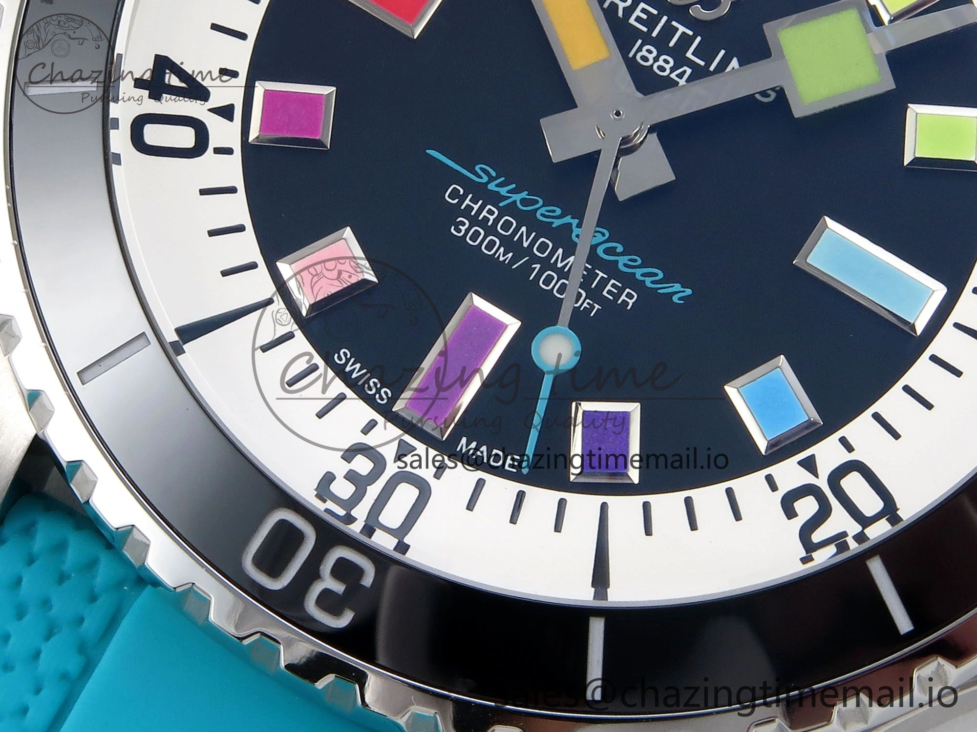 SuperOcean Automatic 42 SS TF 1:1 Best Edition Black Dial on Blue Rubber Strap A Sleek 5471