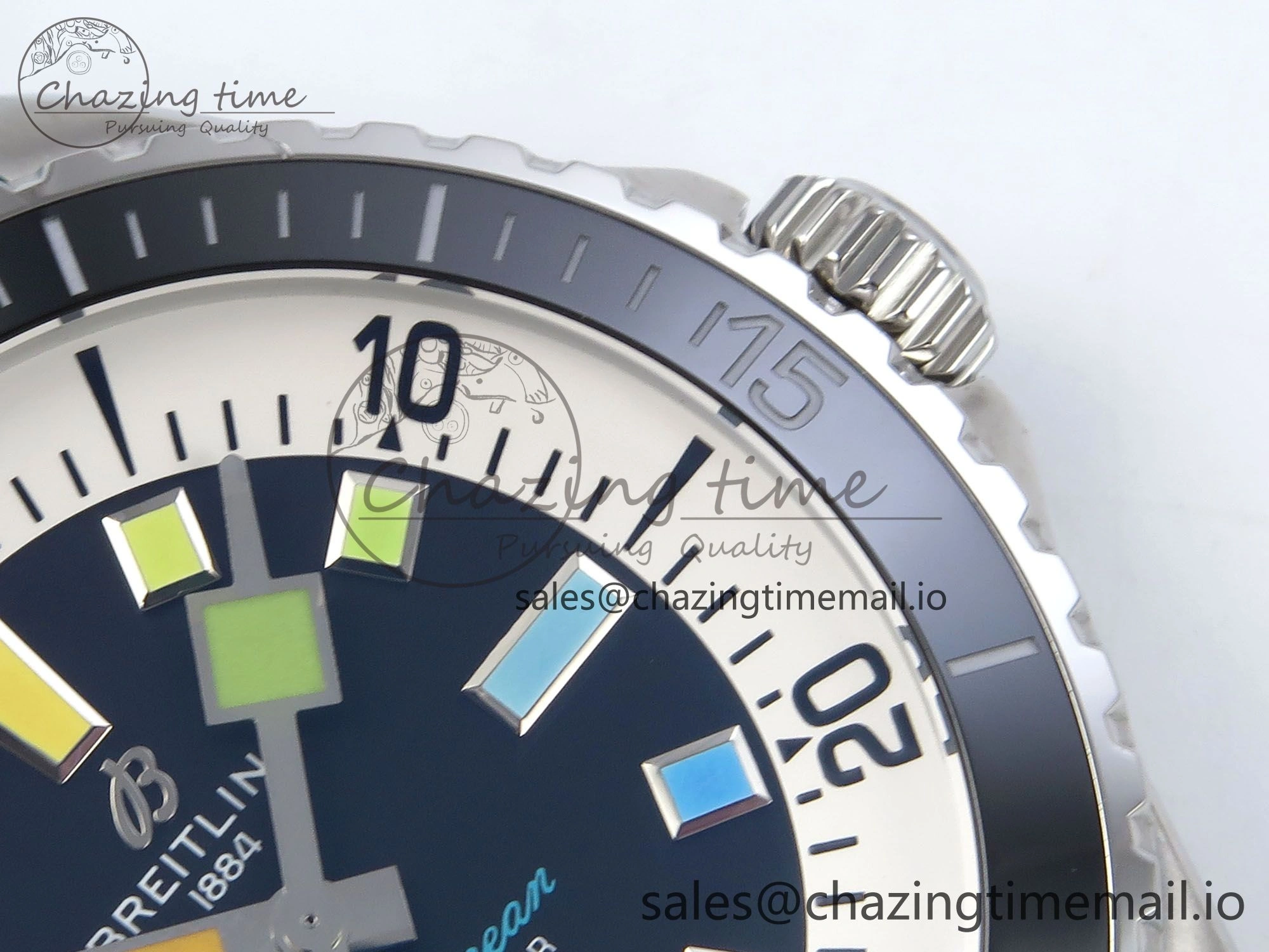 SuperOcean Automatic 42 SS TF 1:1 Best Edition Black Dial on Blue Rubber Strap A Sleek 5471