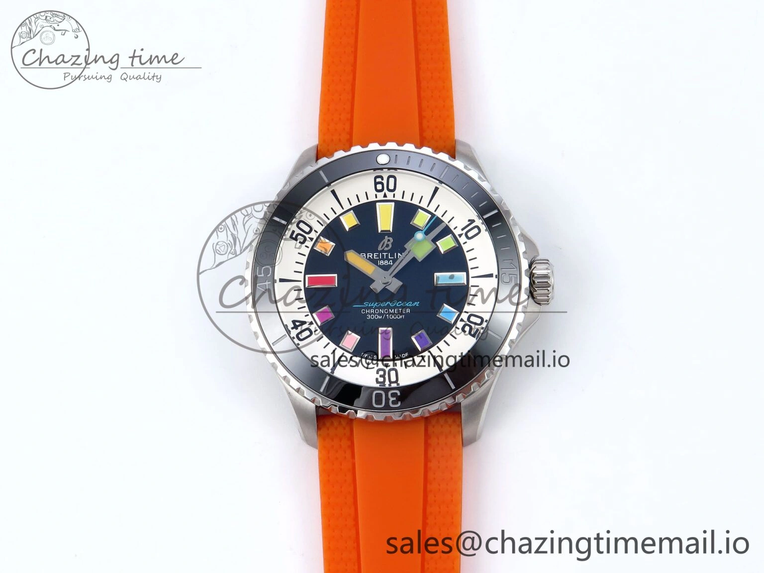 SuperOcean Automatic 42 SS TF 1:1 Best Edition Black Dial on Orange Rubber Strap A Trendsetting 5470