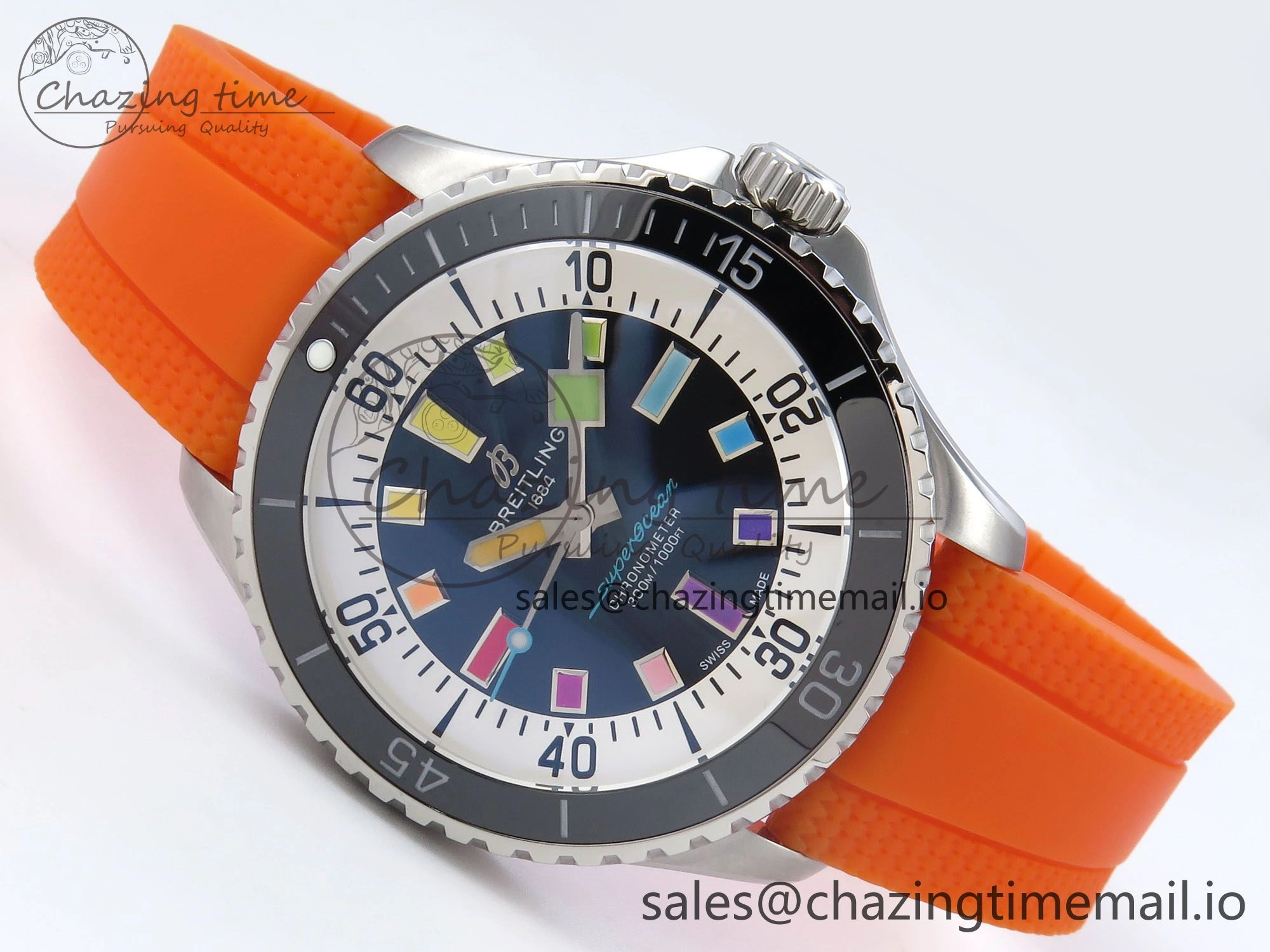 SuperOcean Automatic 42 SS TF 1:1 Best Edition Black Dial on Orange Rubber Strap A Trendsetting 5470