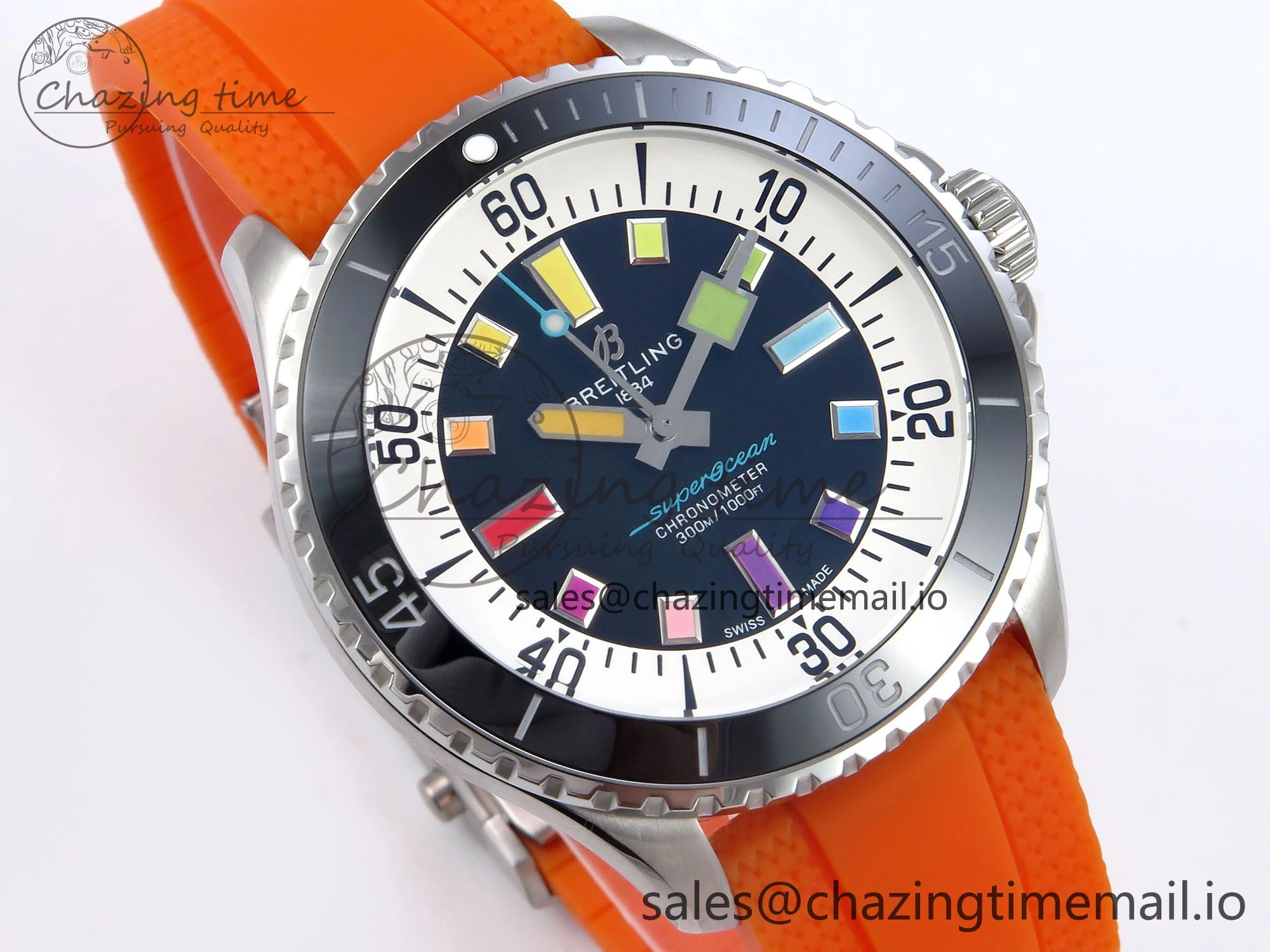 SuperOcean Automatic 42 SS TF 1:1 Best Edition Black Dial on Orange Rubber Strap A Trendsetting 5470