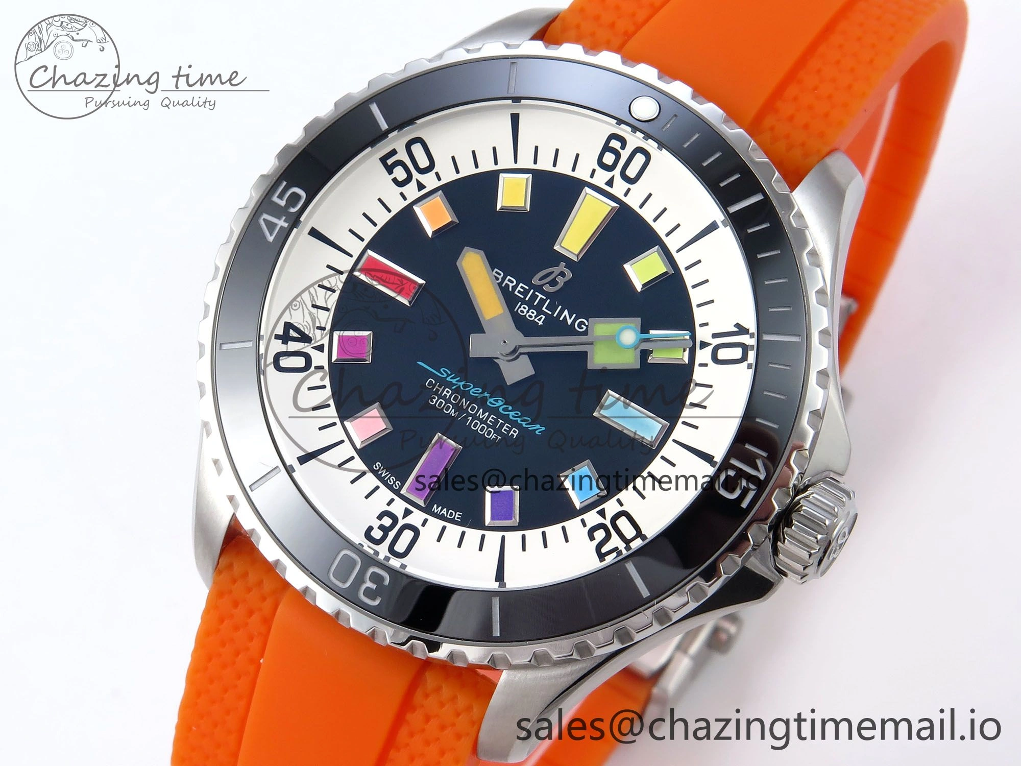 SuperOcean Automatic 42 SS TF 1:1 Best Edition Black Dial on Orange Rubber Strap A Trendsetting 5470