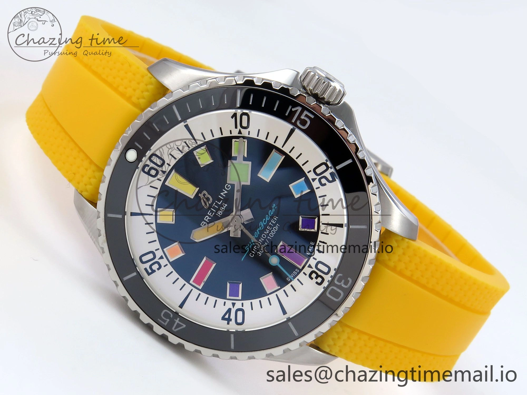 SuperOcean Automatic 42 SS TF 1:1 Best Edition Black Dial on Yellow Rubber Strap A WaterResistant 5467
