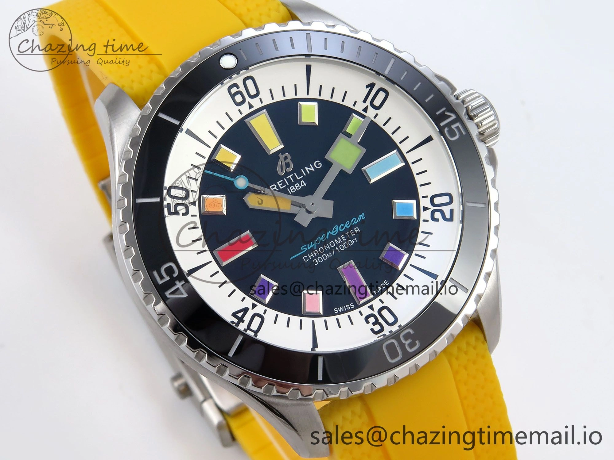 SuperOcean Automatic 42 SS TF 1:1 Best Edition Black Dial on Yellow Rubber Strap A WaterResistant 5467