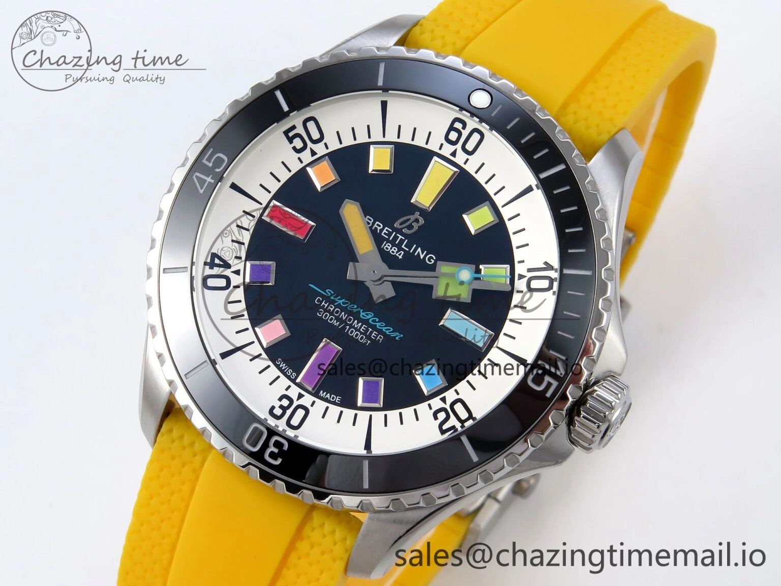 SuperOcean Automatic 42 SS TF 1:1 Best Edition Black Dial on Yellow Rubber Strap A WaterResistant 5467