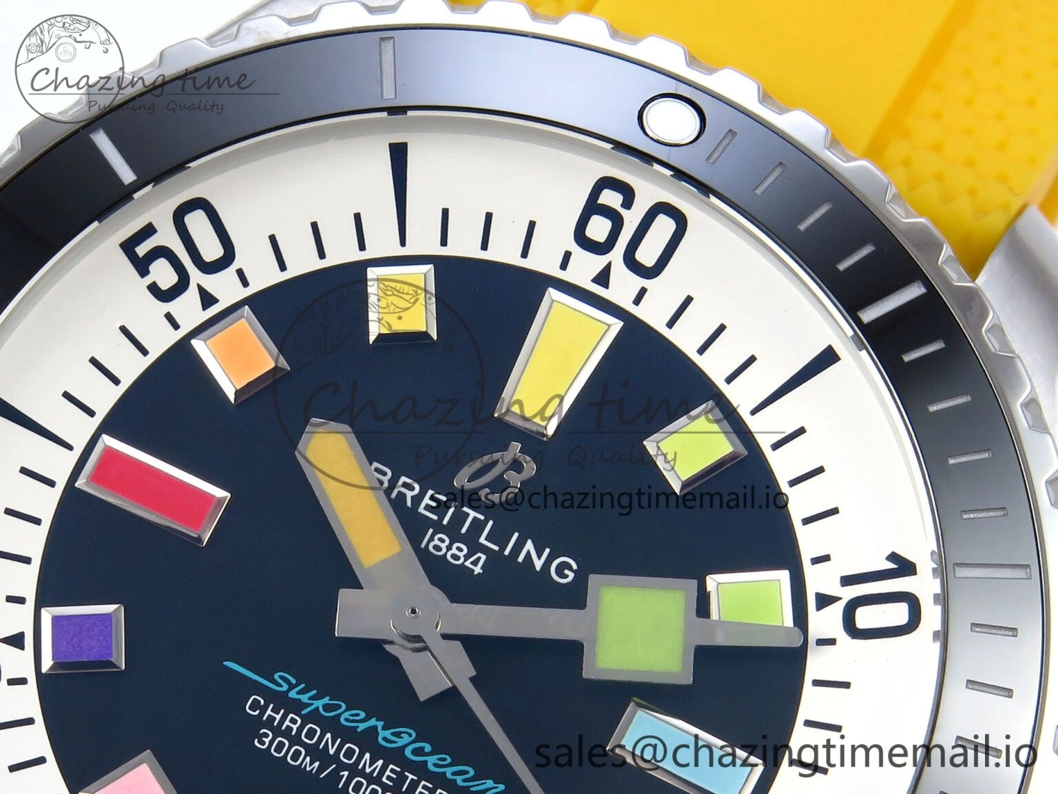 SuperOcean Automatic 42 SS TF 1:1 Best Edition Black Dial on Yellow Rubber Strap A WaterResistant 5467