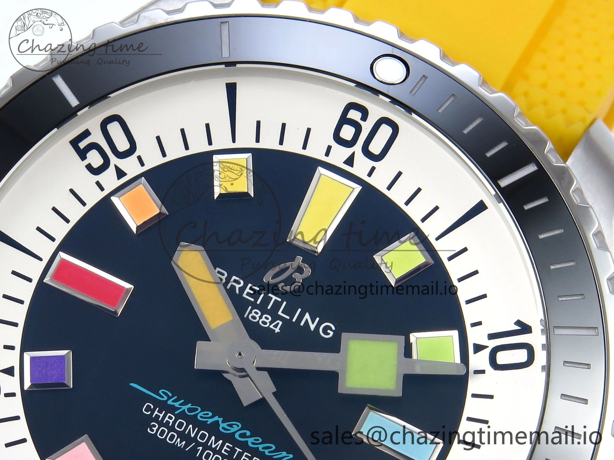 SuperOcean Automatic 42 SS TF 1:1 Best Edition Black Dial on Yellow Rubber Strap A WaterResistant 5467