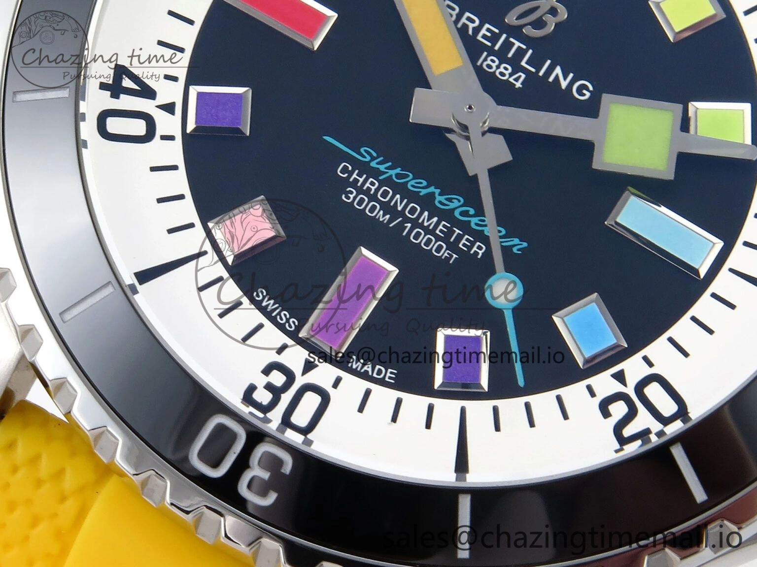 SuperOcean Automatic 42 SS TF 1:1 Best Edition Black Dial on Yellow Rubber Strap A WaterResistant 5467