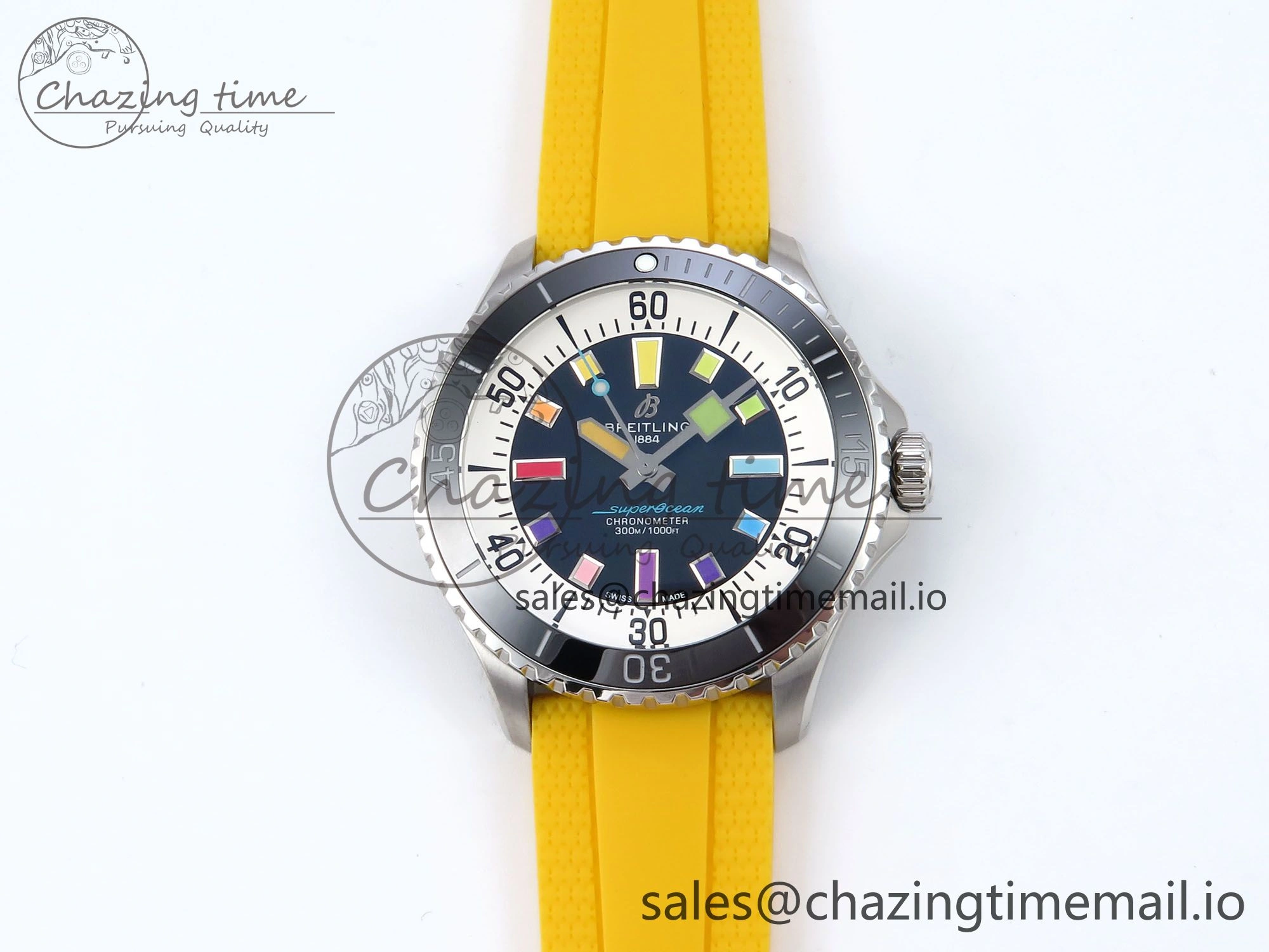 SuperOcean Automatic 42 SS TF 1:1 Best Edition Black Dial on Yellow Rubber Strap A WaterResistant 5467
