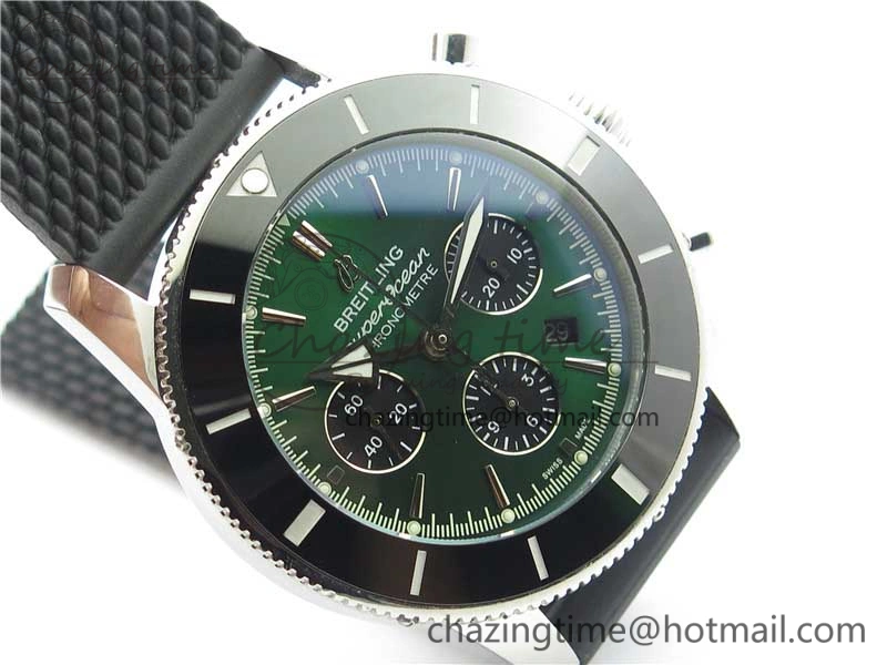 SuperOcean Black Ceramic Bezel B50 Best Edition Green Dial on Black Rubber Strap A Lightweight 5568