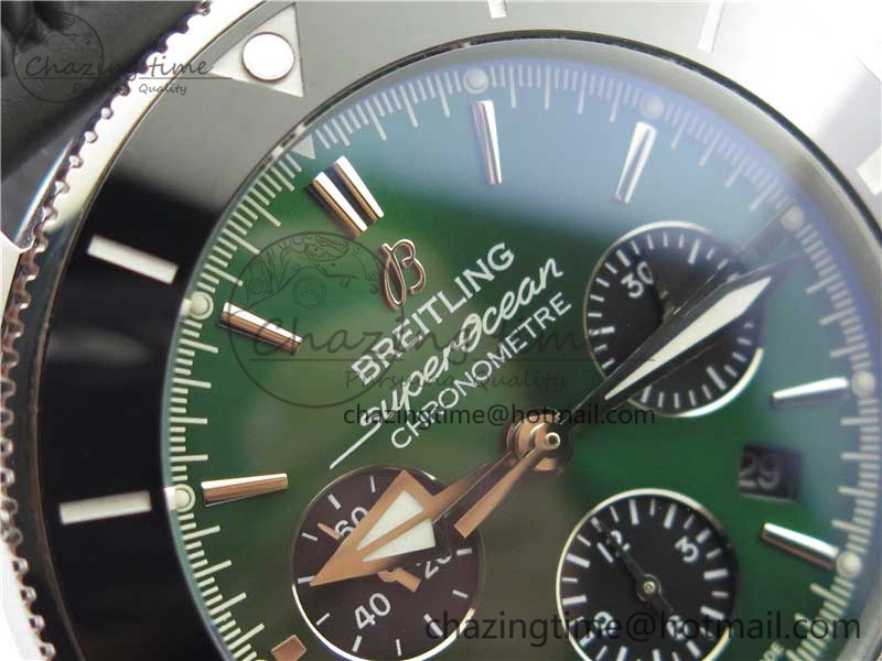 SuperOcean Black Ceramic Bezel B50 Best Edition Green Dial on Black Rubber Strap A Lightweight 5568