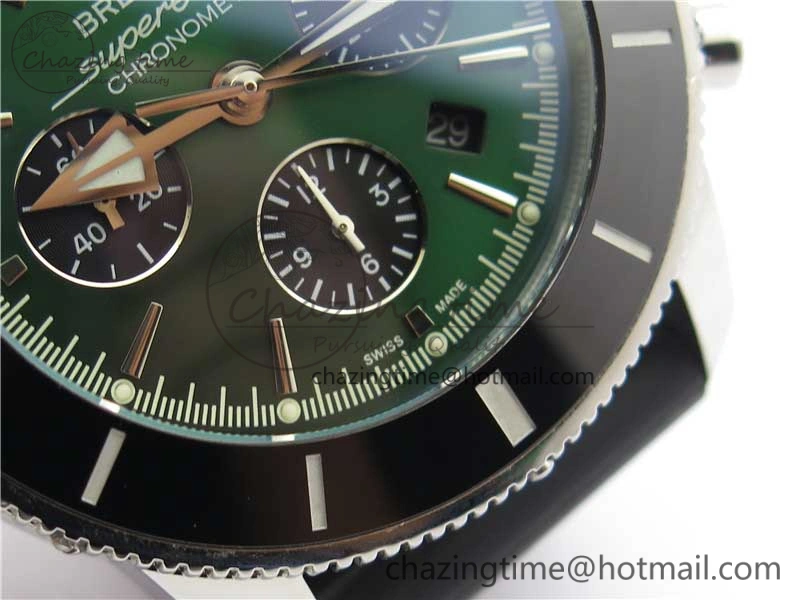 SuperOcean Black Ceramic Bezel B50 Best Edition Green Dial on Black Rubber Strap A Lightweight 5568