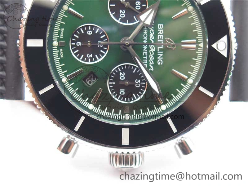 SuperOcean Black Ceramic Bezel B50 Best Edition Green Dial on Black Rubber Strap A Lightweight 5568