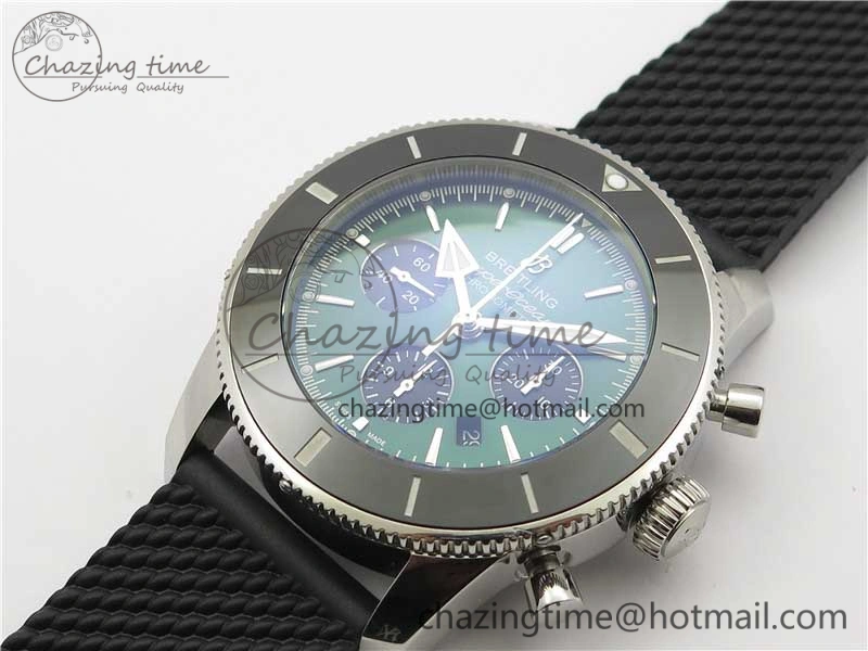 SuperOcean Black Ceramic Bezel B50 Best Edition Green Dial on Black Rubber Strap A Lightweight 5568
