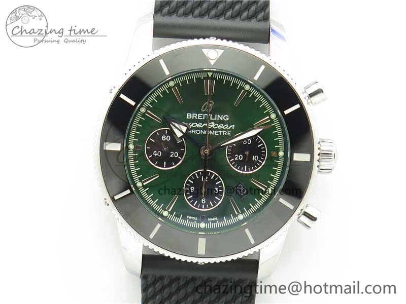 SuperOcean Black Ceramic Bezel B50 Best Edition Green Dial on Black Rubber Strap A Lightweight 5568