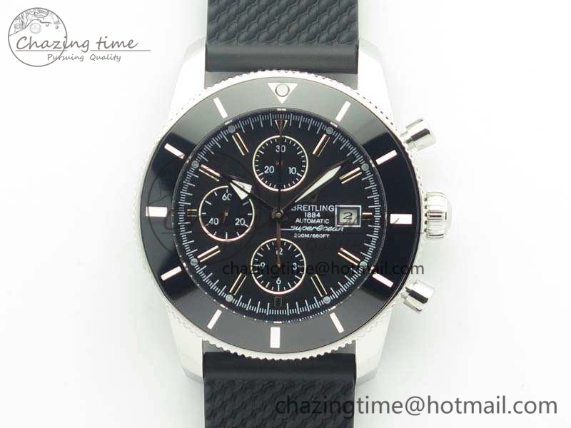 Seasonal SuperOcean Heritage Ceramic Bezel SS Black Dial On Rubber Strap A 5661