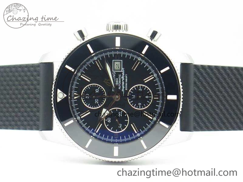 Seasonal SuperOcean Heritage Ceramic Bezel SS Black Dial On Rubber Strap A 5661