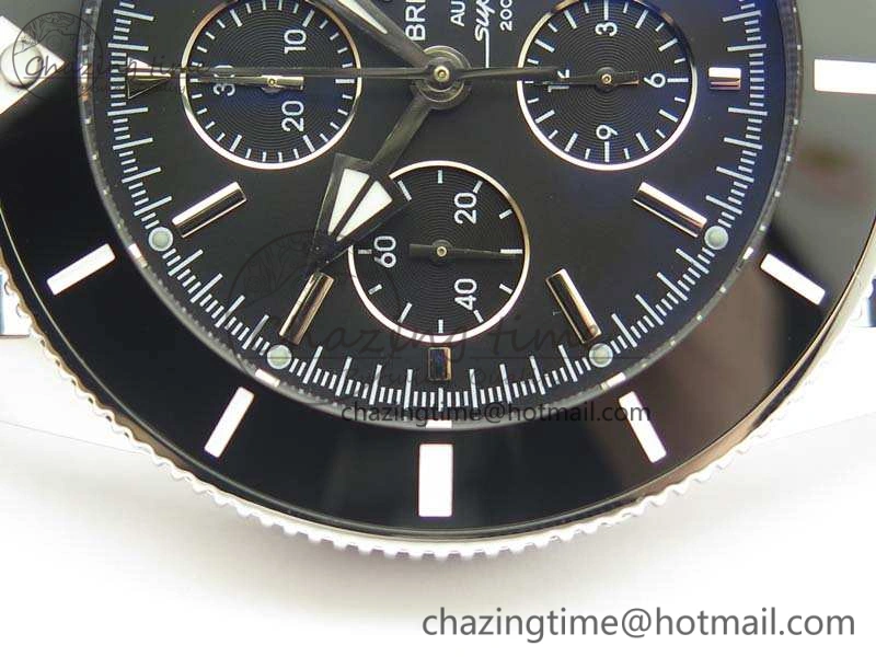 Seasonal SuperOcean Heritage Ceramic Bezel SS Black Dial On Rubber Strap A 5661